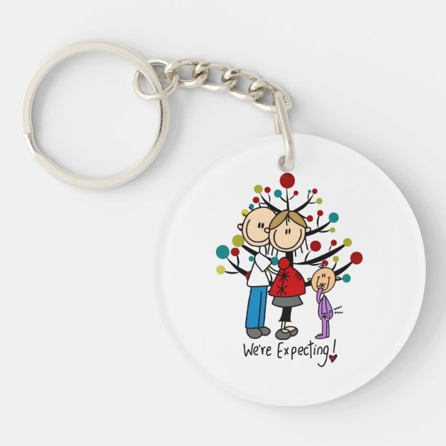 Porte-clefs Chiffres de bâton Fille des parents attendus (Devant)