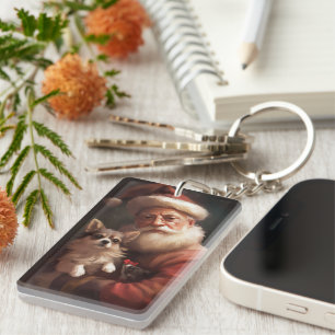 Porte-clefs Chihuahua avec le Père Noël Festif Noël