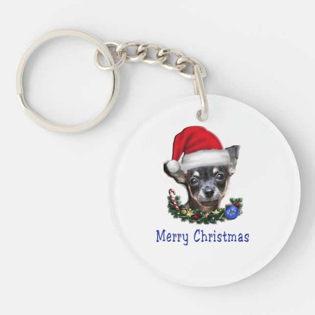 Porte-clefs Chihuahua cadeaux de Noël (Devant)