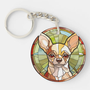 Porte-clefs Chihuahua Chig en verre doux
