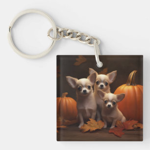Porte-clefs Chihuahua Chiot Automne Citrouille de plaisir