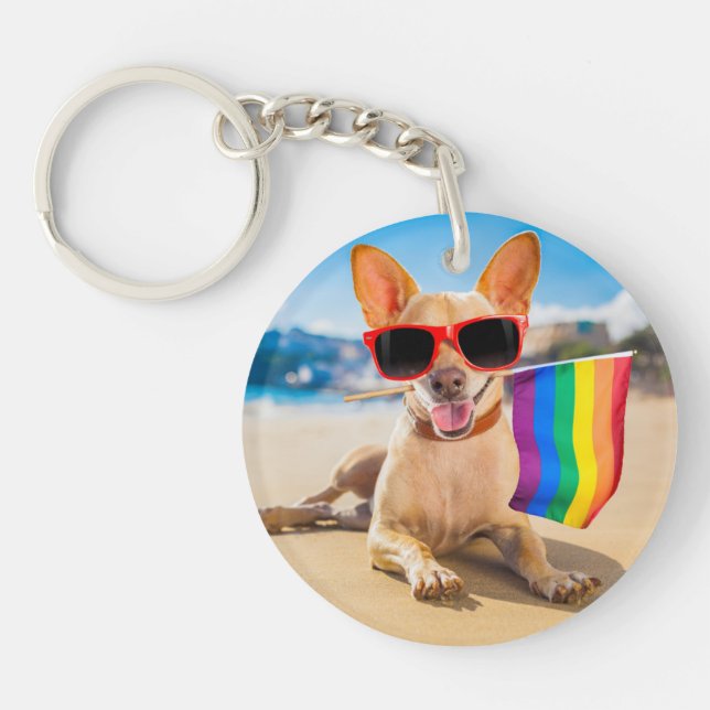 Porte-clefs Chihuahua Dog à la plage (Devant)