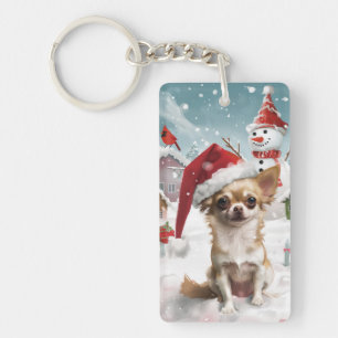 Porte-clefs Chihuahua Winter Wonderland Christmas Joy