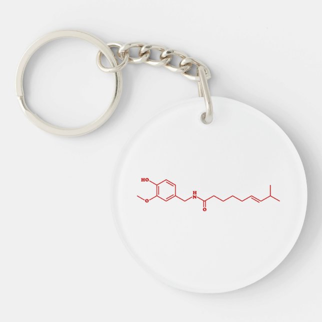 Porte-clefs Chili Capsaicin Formule chimique moléculaire (Devant)
