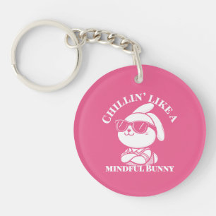 Porte-clefs Chillin’ Like a Minful Bunny - Porte - clé rose