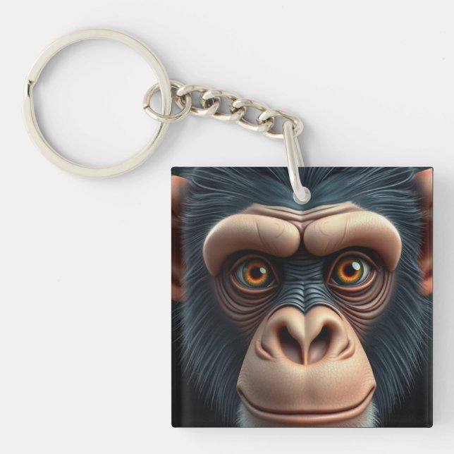 Porte-clefs Chimpanzé fou mignon (Devant)