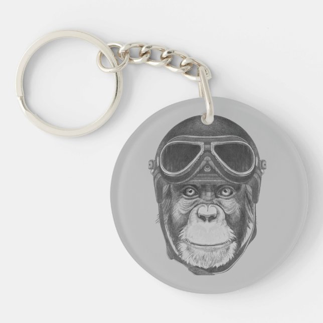 Porte-clefs Chimpanzé vintage de casque (Devant)