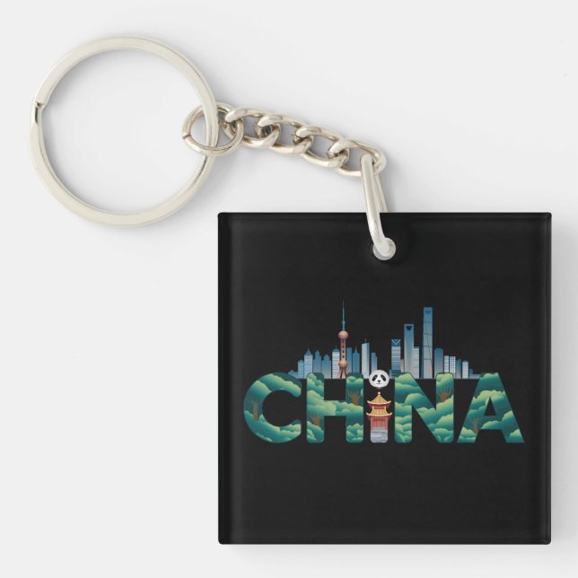 Porte-clefs Chine Shanghai Temple Panda (Devant)