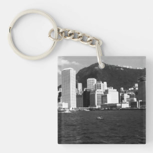 Porte-clefs Chine vintage Baie de Hong Kong Vue des gratte-cie