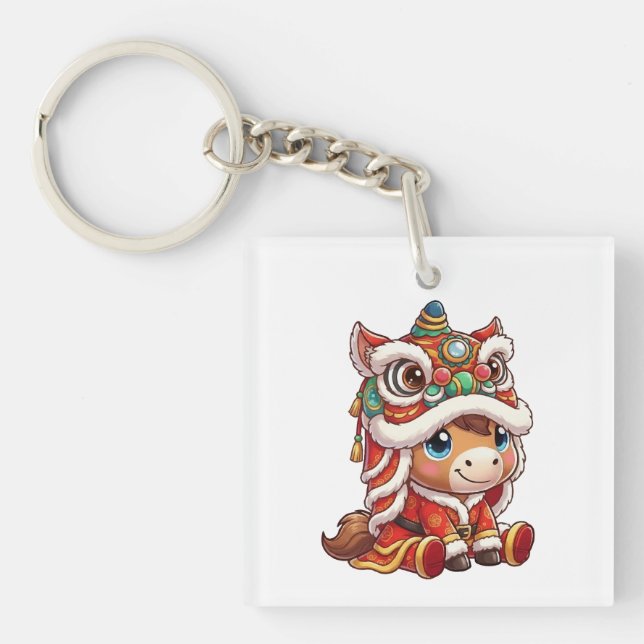 Porte-clefs Chinese New Year Horse 2026 Zodiac (Devant)