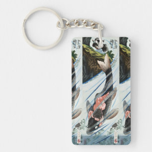 Porte-clefs Chinoiserie Carpes Koï Cascade Art Japonais