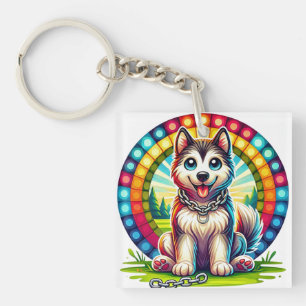 Porte-clefs Chiot animé mignon avec collier
