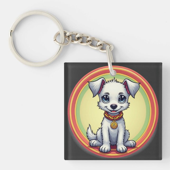 Porte-clefs Chiot de dessin animé adorable (Devant)