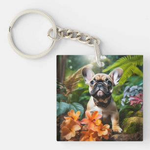 Porte-clefs 😍 chiot français doux dans une jungle