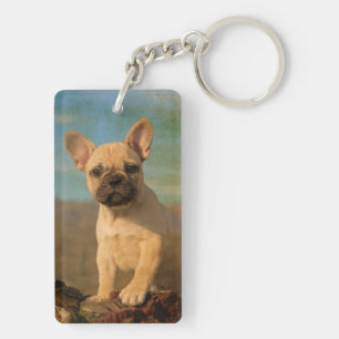 Porte-clefs Chiot mignon de bouledogue français, cru