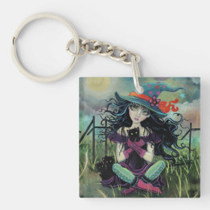 Porte-clefs Chiot Sorcière Fantaisie d'Halloween Art