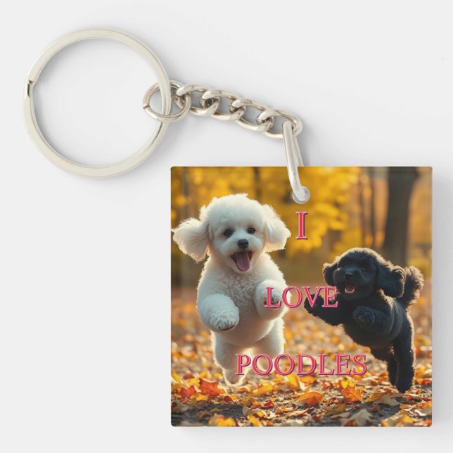 Porte-clefs Chiots Caniches qui sautent (Devant)