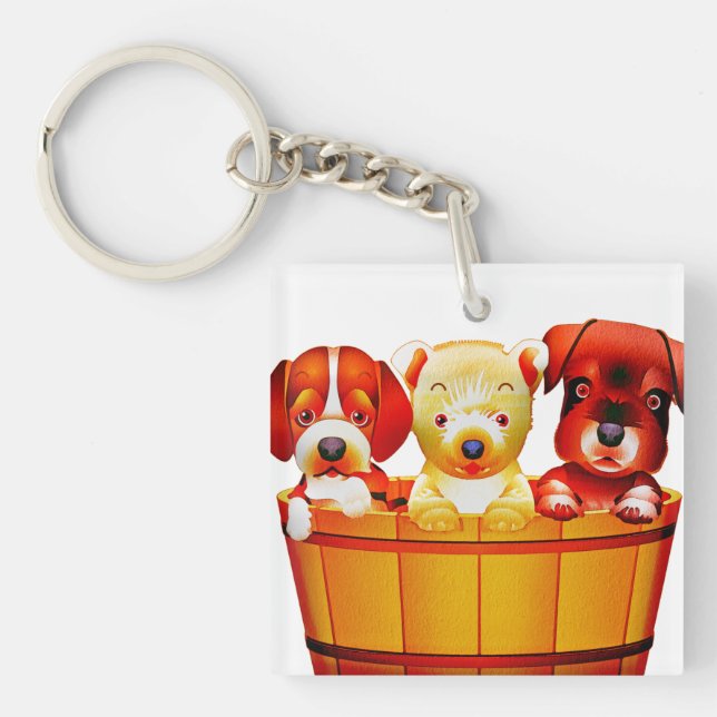 Porte-clefs Chiots de caricature (Devant)