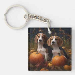 Porte-clefs Chiots Foxhound Anglais Américain Délice d'Automne