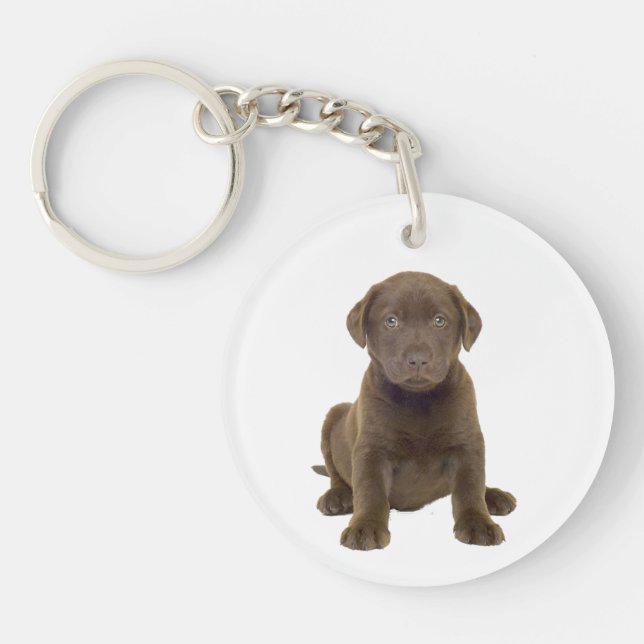 Porte-clefs Chiots Labrador au Chocolat (Devant)