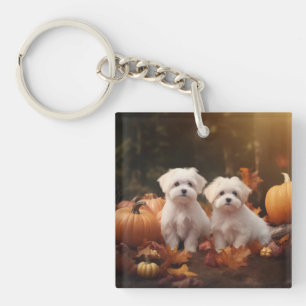 Porte-clefs Chiots Maltais Automne Delight Pumpkin