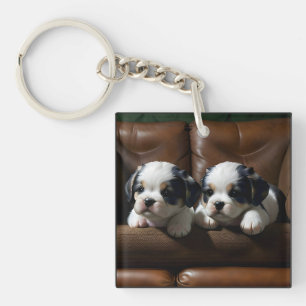 Porte-clefs Chiots super mignons sur le canapé 1