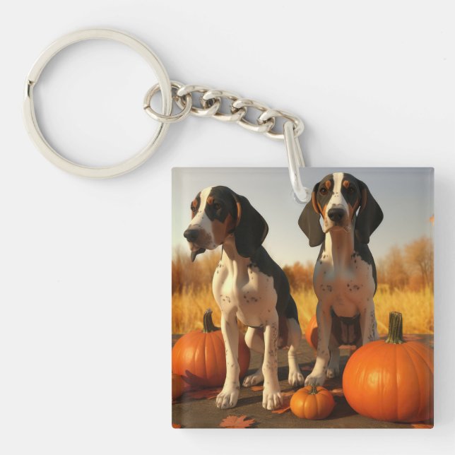 Porte-clefs Chiots Treeing Walker Coonhound Citrouille d'Autom (Devant)