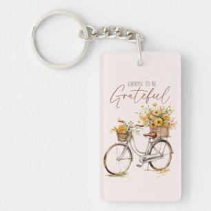 Porte-clefs Choisissez d'être reconnaissant - Vélo et automne