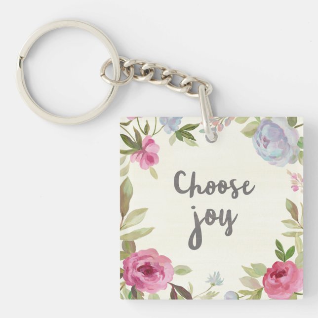 Porte-clefs Choisissez floral en pastel de joie (Devant)