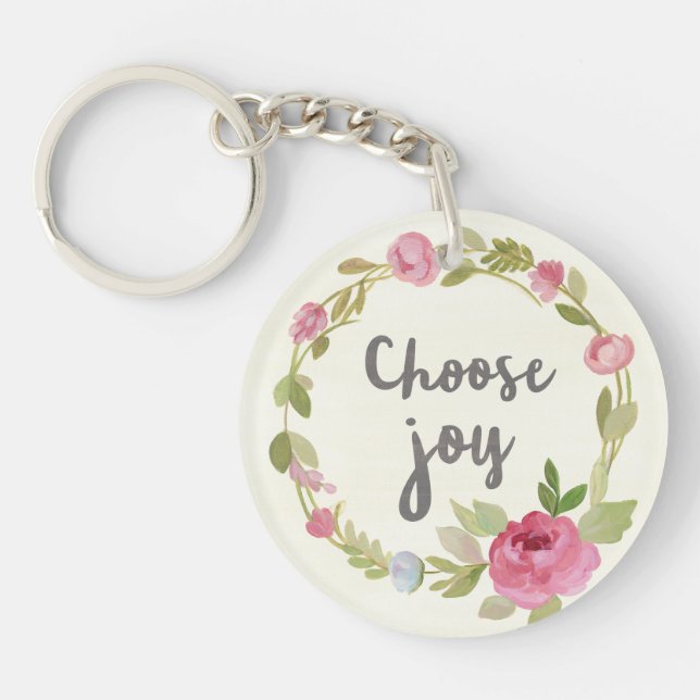 Porte-clefs Choisissez les roses en pastel roses de la joie | (Devant)