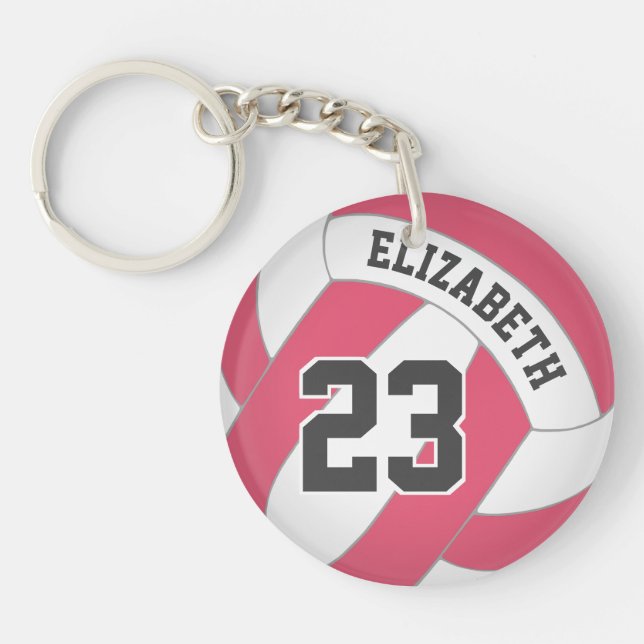 Porte-clefs choisissez votre couleur rose blanc filles volleyb (Devant)