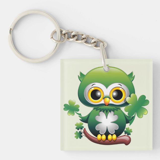 Porte-clefs Chouette bébé mignon St Patrick Cartoon (Devant)
