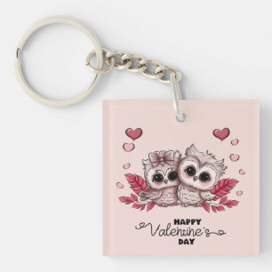 Porte-clefs Chouette caricaturale Les amoureux des Coeurs Sain