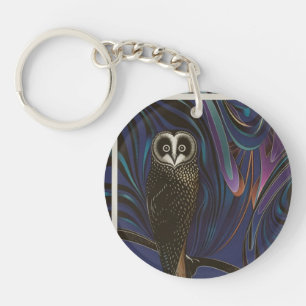 Porte-clefs Chouette Design Acrylique Porte - clé rond Psyched