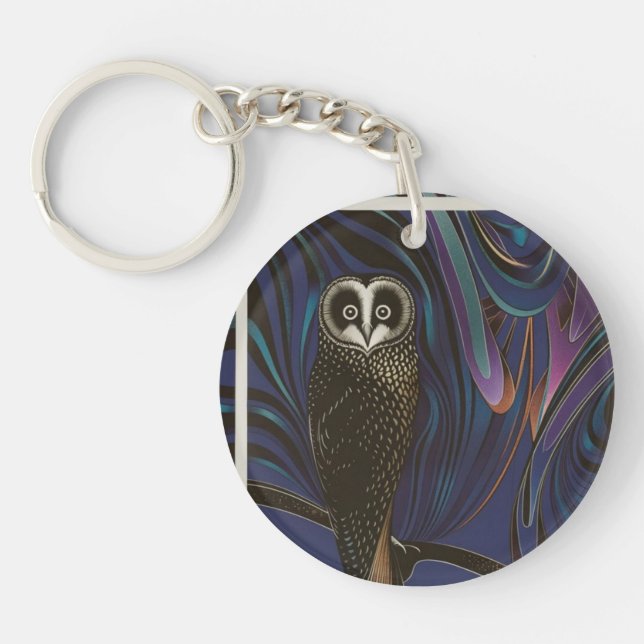 Porte-clefs Chouette Design Acrylique Porte - clé rond Psyched (Devant)