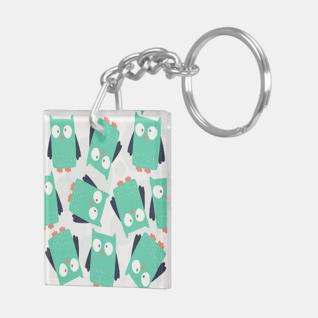 Porte-clefs Chouette lunaire turquoise (Dos droit)