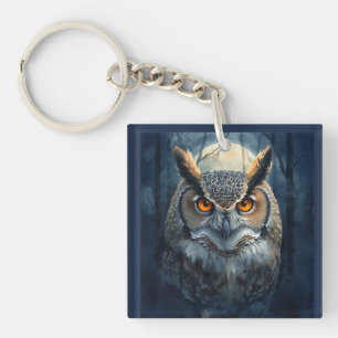 Porte-clefs Chouette Mystique à l'Aquarelle Chouette de la L