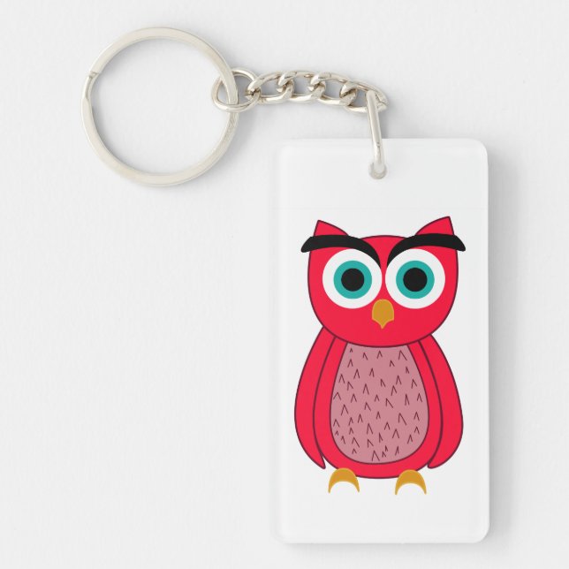 Porte-clefs Chouette Rose Mignonne (Devant)