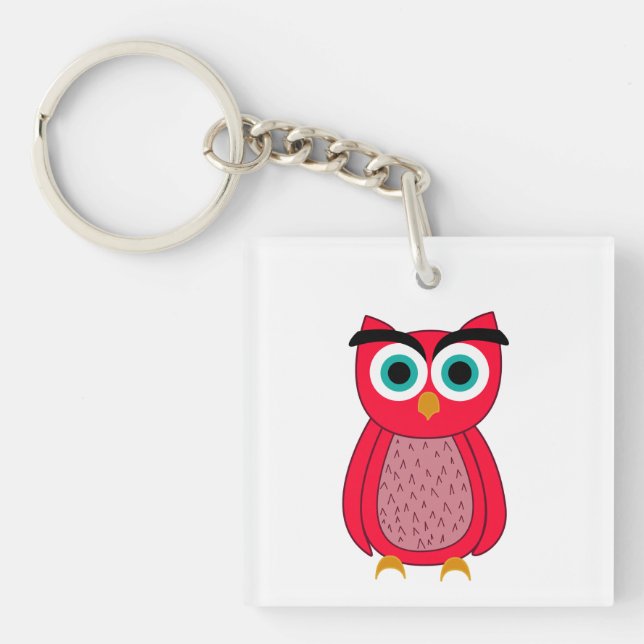 Porte-clefs Chouette Rose Mignonne (Devant)