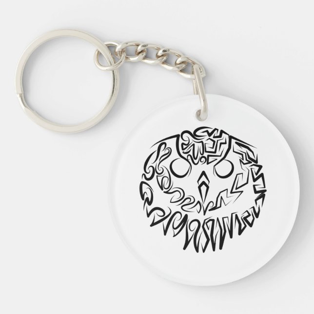 Porte-clefs Chouette tribale noire et blanche (Devant)