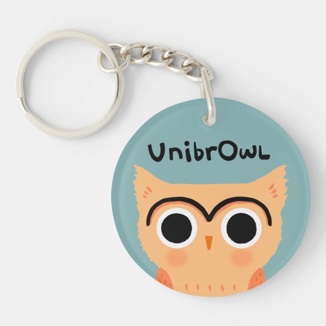 Porte-clefs Chouette unibrow UnibrOwl | Chouette à sourcils mi (Devant)