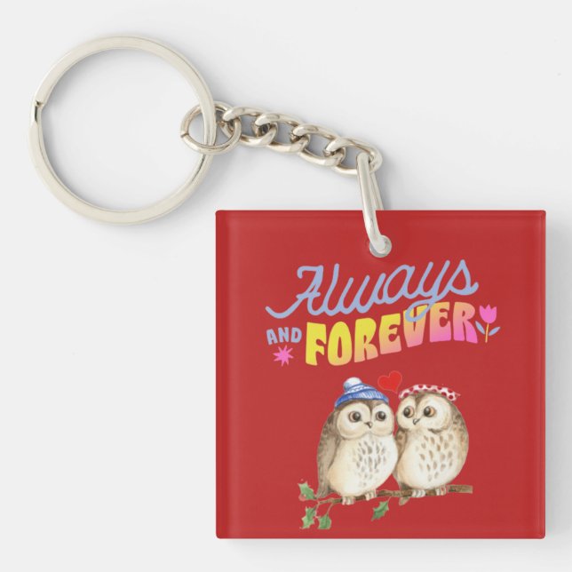Porte-clefs Chouettes toujours et toujours mignonnes en amour (Devant)