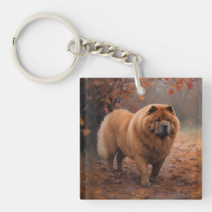 Porte-clefs Chow Chow à l'automne Feuilles automne Inspire