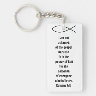 Porte-clefs Christian Fish Romans 1:16 Lien Bible Personnalisé