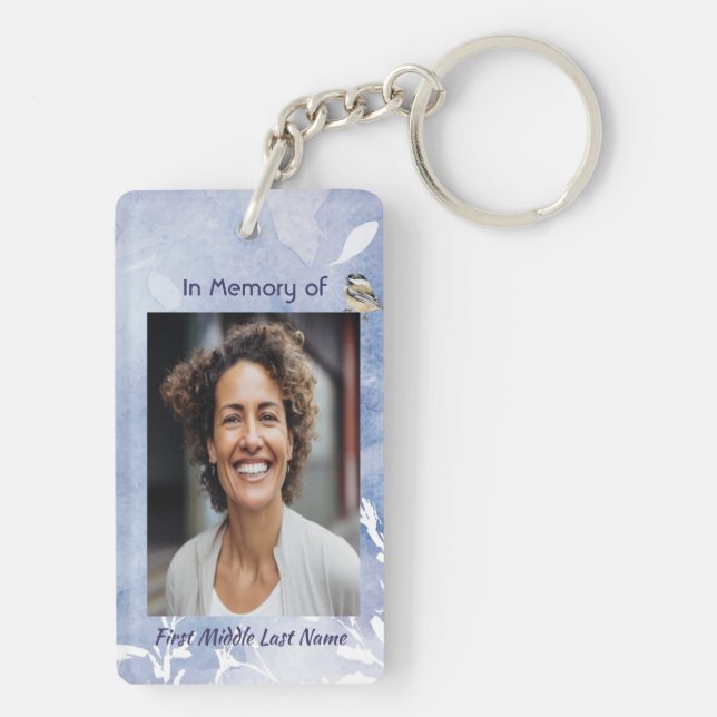 Porte-clefs Christian Memorial Chickadee Bird Winter Snow Tree (Dos)