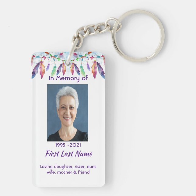 Porte-clefs Christian Memorial Feathers Boho Tribal Native (Dos)