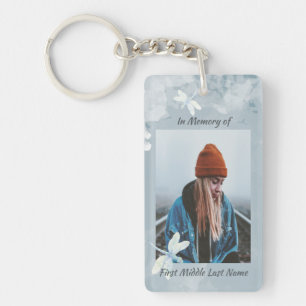 Porte-clefs Christian Memorial Keepsaké Dragonfly White Flower