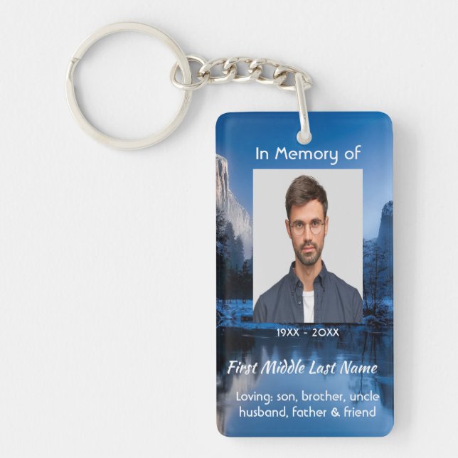 Porte-clefs Christian Memorial Photo Mountain Lake Winter Snow (Devant)