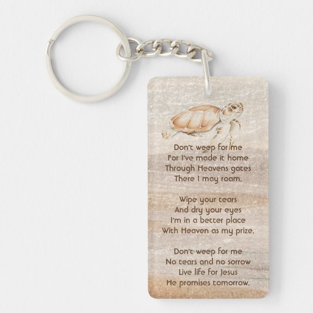 Porte-clefs Christian Memorial Photo Sandy Beach Sea Turtle (Devant)