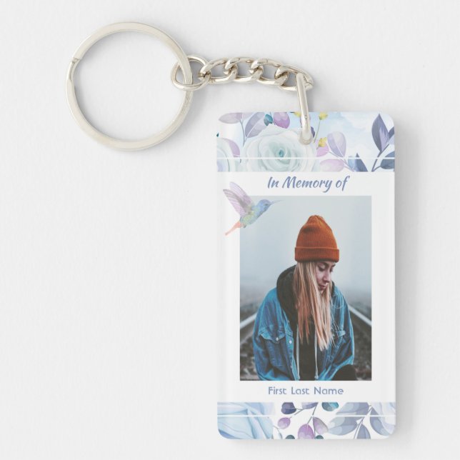 Porte-clefs Christian Memory Keepsaké Hummingbird Roses bleus (Devant)